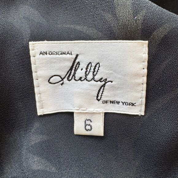 Milly New York Black White Yellow Floral Sleeveless Top Size 6 - Picture 5 of 5